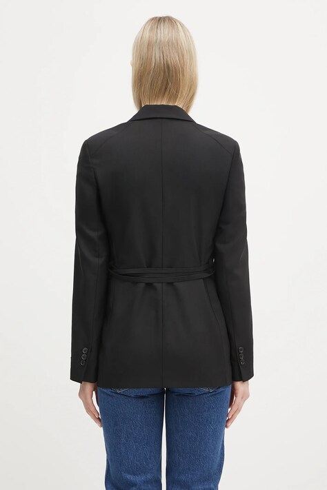 Kenzo marynarka wełniana kolor czarny jednorzędowa FF52VE2619RA.99