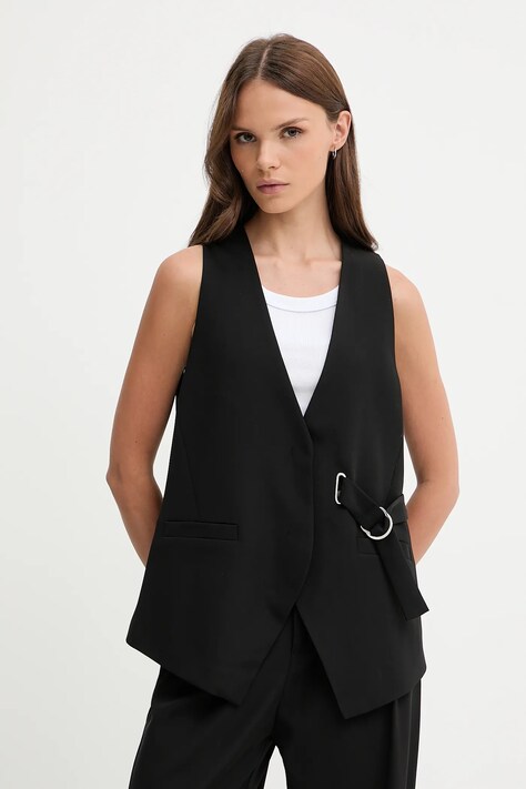 Sisley vestă culoarea negru, un singur rând de nasturi, 21H1LJ00T