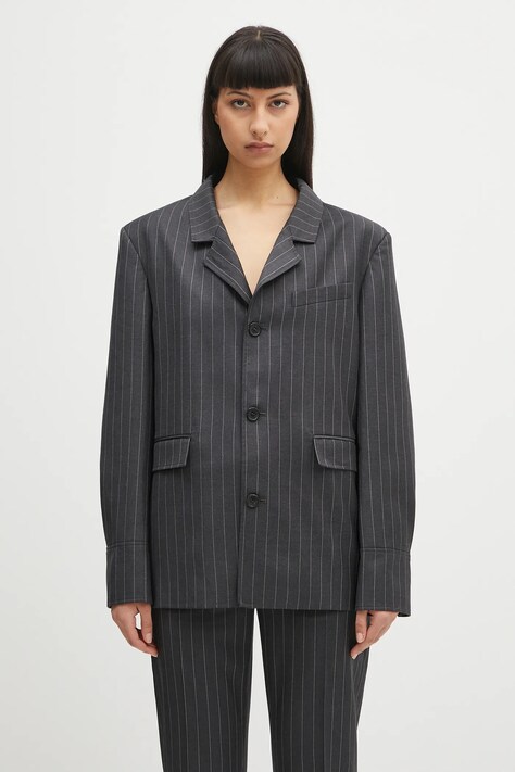 JW Anderson sacou de lână Open Back Tailored culoarea gri, un singur rand de nasturi, cu imprimeu, JK0368.PG1695.945