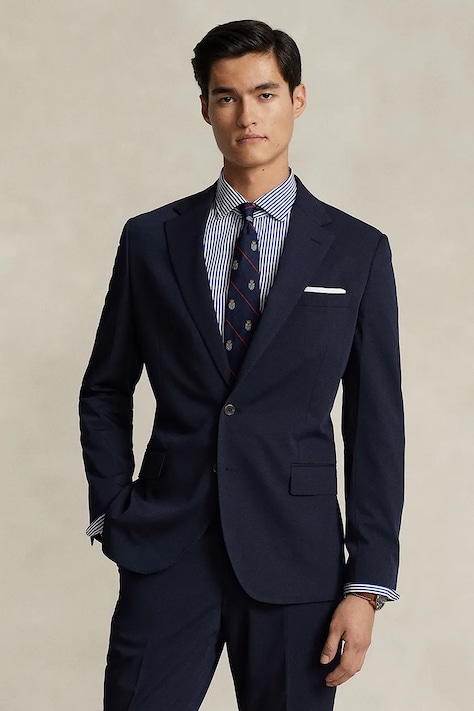 Sako s prímesou vlny Polo Ralph Lauren tmavomodrá farba, 715921717