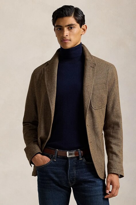 Polo Ralph Lauren sacou din lana culoarea maro, 715949993