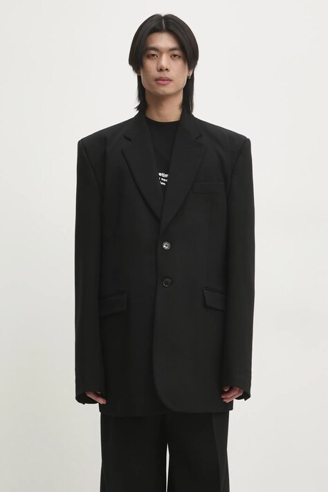 VETEMENTS geaca de lana Logo Embroidered Single Breasted culoarea negru, UA66JA400B