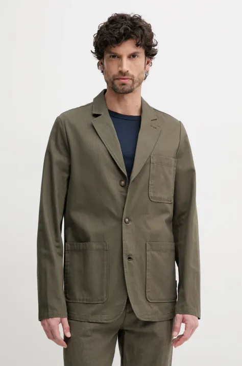 Barbour sacou din bumbac Bayview Herringbone Overshirt barbati, culoarea verde, MOS0423