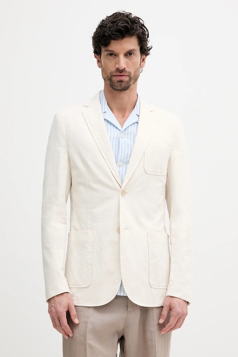 Піджак з домішкою льону Guess TYRON колір бежевий M5GN09 WH782