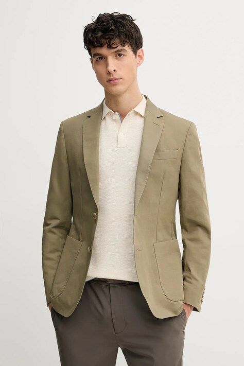 Hackett London blazer din amestec de in bărbați, culoarea verde, HM470595R