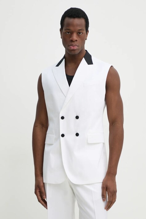 Karl Lagerfeld vestă bărbați, culoarea alb, 552056.355420