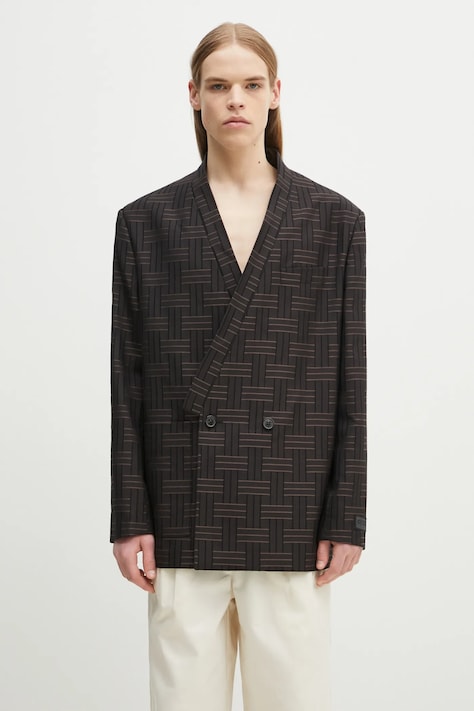 Vlněné sako Kenzo pánské, hnědá barva, FF55VE1309JT.90