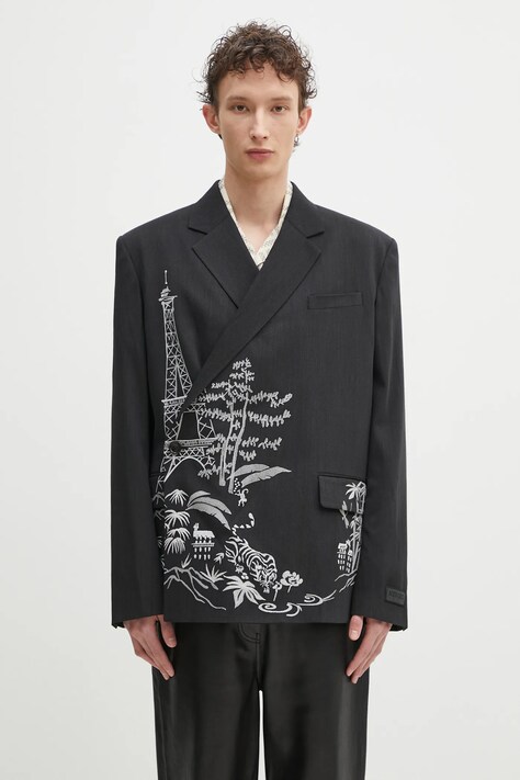 Kenzo wool blend blazer men's black color FF55VE1429RI.99