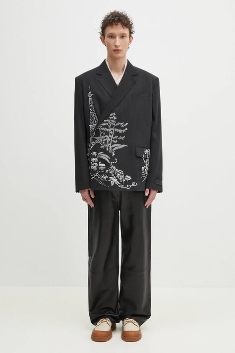 Kenzo marynarka z domieszką wełny męska kolor czarny FF55VE1429RI.99