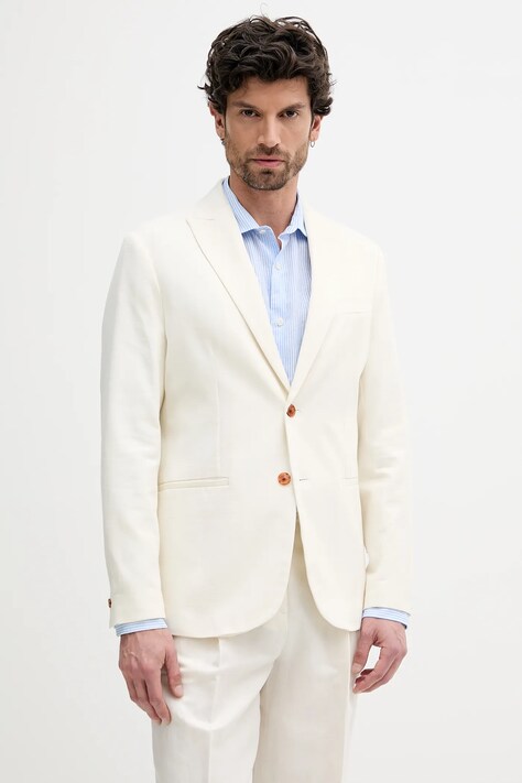 Bombažni blazer Sisley moški, bež barva, 2GJ0SW029