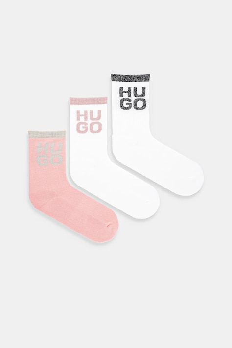 HUGO skarpetki 3-pack damskie kolor biały 50530490