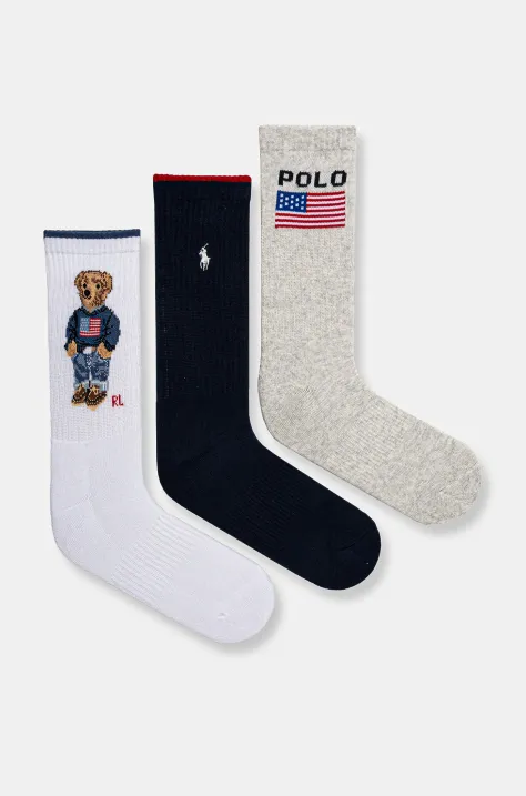 Ponožky Polo Ralph Lauren 3-pak dámske, tmavomodrá farba, 455968680