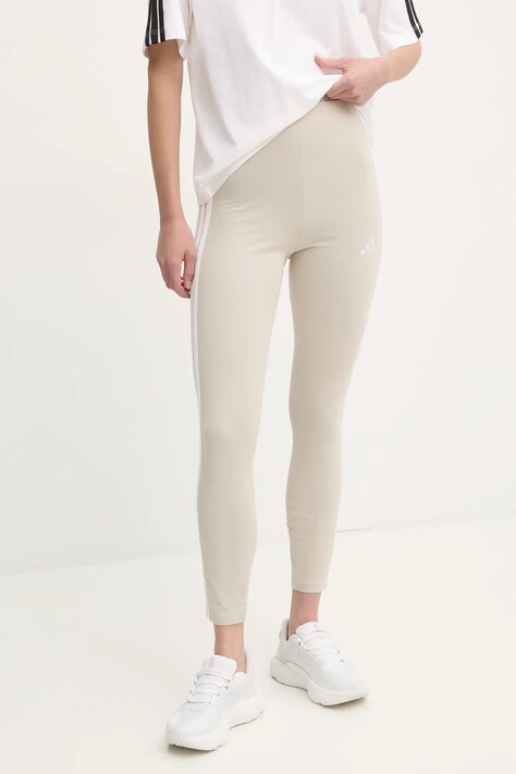 Legíny adidas Essentials dámské, béžová barva, s aplikací, JE0073
