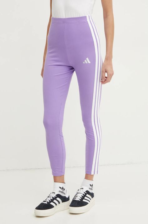 Леггинсы adidas Essentials женские цвет фиолетовый с аппликацией JE0074