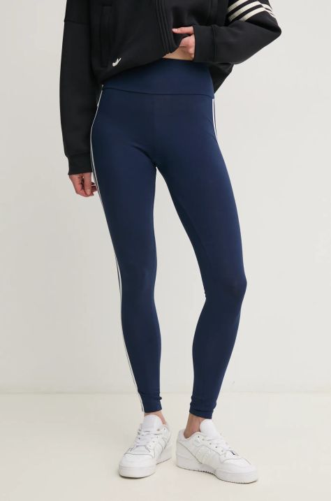 adidas Originals legging 3-Stripes sötétkék, női, mintás, JD4983