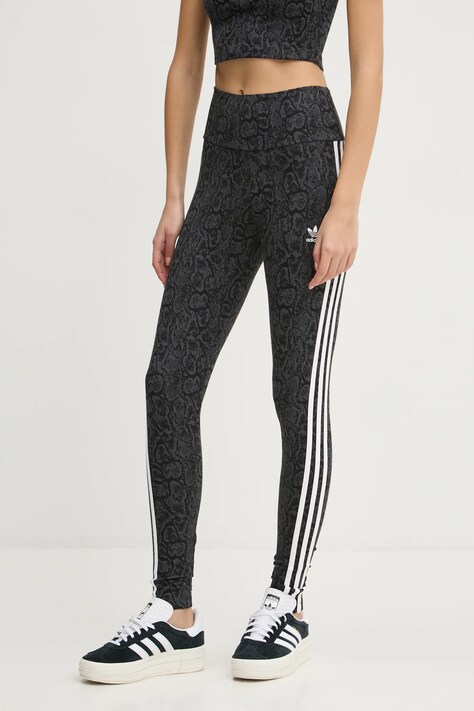 Kalhoty adidas Originals SNAKE AOP LGNGS dámské, šedá barva, vzorované, JC5751