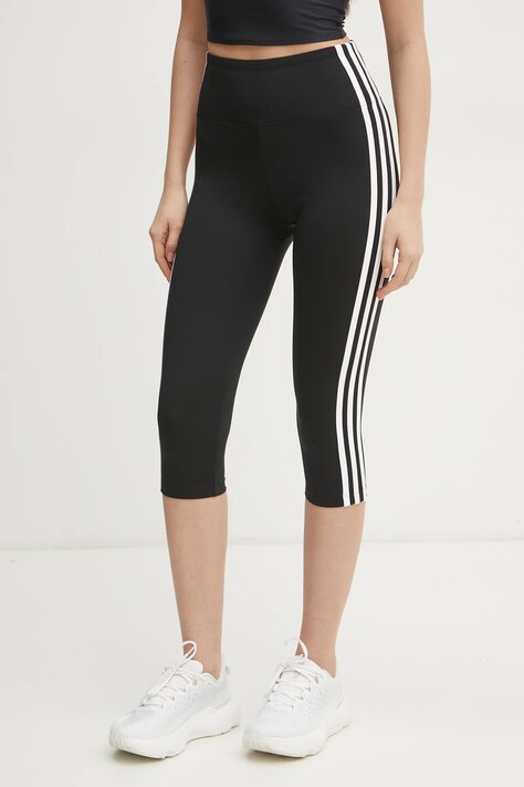 Legíny adidas Originals 3S CAPRI LGNS dámské, černá barva, vzorované, JD5019