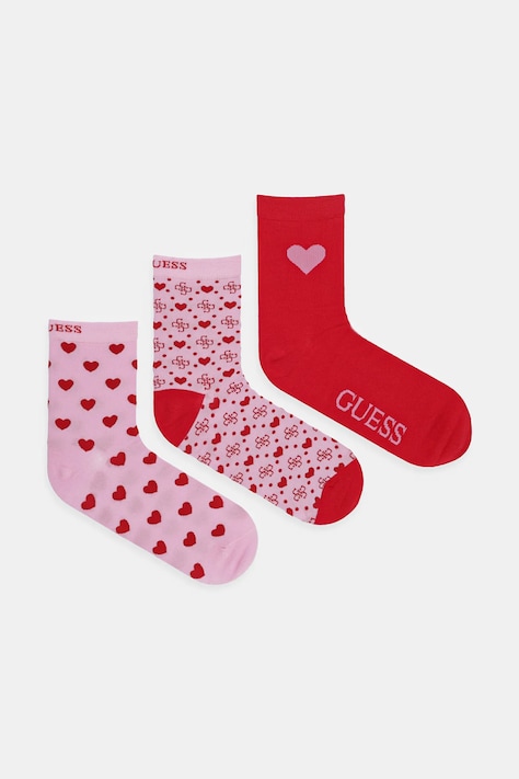 Ponožky Guess 3-pack dámské, růžová barva, O5RG10 KBZU0