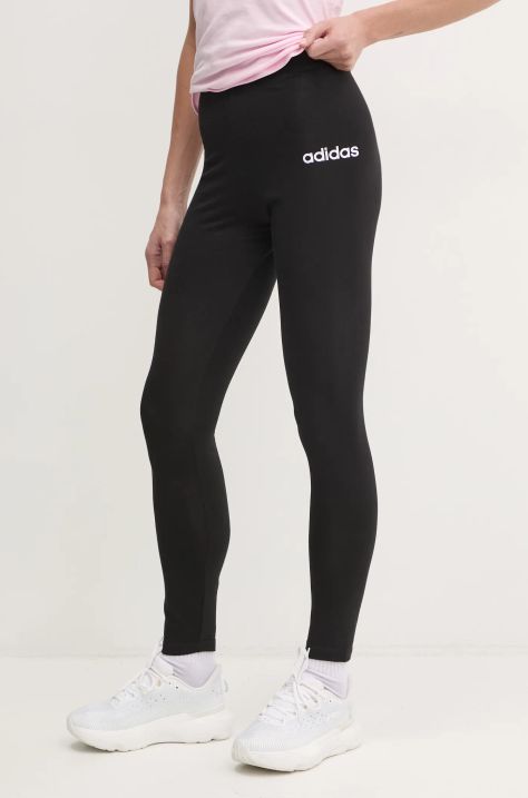 adidas legginsy Essentials Linear damskie kolor czarny z nadrukiem JG8621