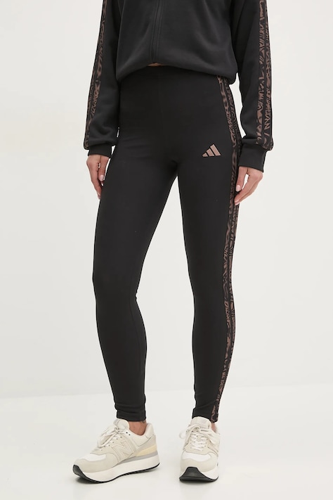 Legíny adidas Essentials Animal dámské, černá barva, s aplikací, JM5891