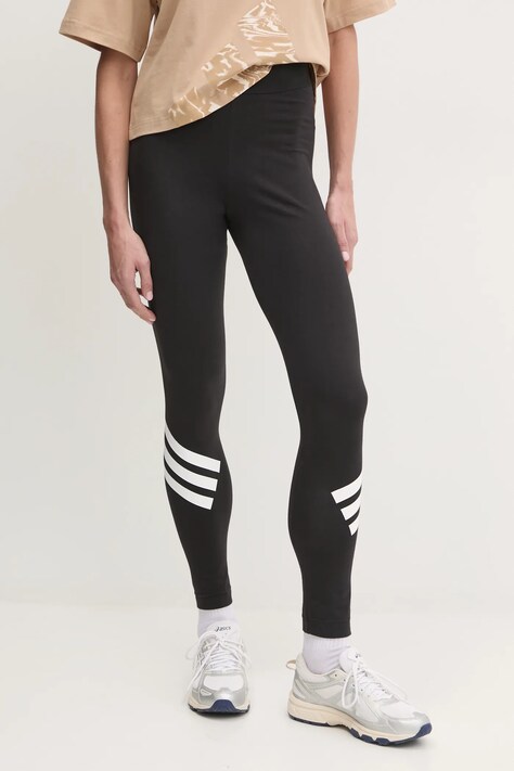 Legíny adidas Future Icons dámské, černá barva, s potiskem, JE0215