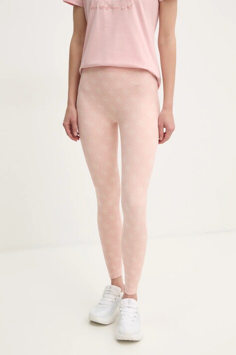 Guess legginsy RHOMBUS damskie kolor pomarańczowy wzorzyste V5RB04 Z3LF0