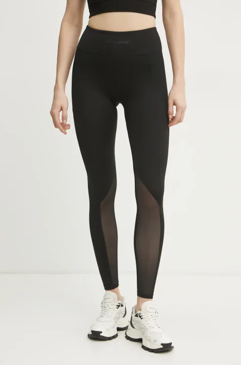 PLEIN SPORT legginsy damskie kolor czarny gładkie SAEC WJT2027 STE003N