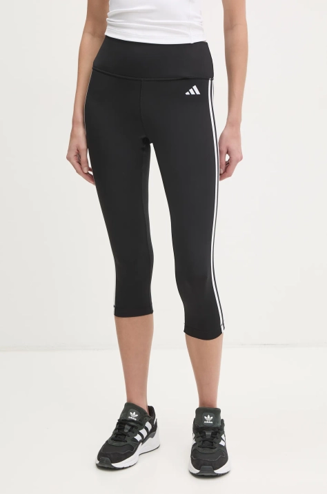 adidas Performance leggins de antrenament 3-Stripes culoarea negru, cu imprimeu, HT5437