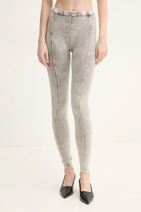 Legíny Diesel ATHENA-DNM TROUSERS dámské, šedá barva, melanžové, A17571.0SHAN