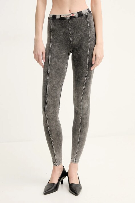 Legíny Diesel ATHENA-DNM TROUSERS dámské, šedá barva, melanžové, A17571.0SHAN