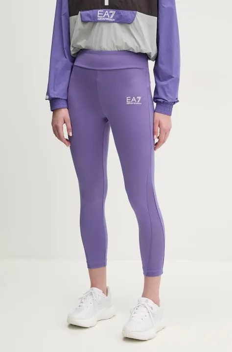 EA7 Emporio Armani leggins de antrenament culoarea violet, neted, AF12627.7W000239