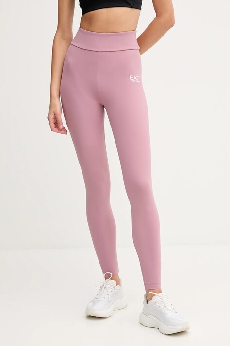 EA7 Emporio Armani legginsy treningowe kolor różowy gładkie AF12625.7W000232
