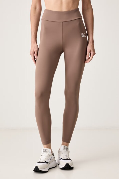 EA7 Emporio Armani legginsy sportowe damskie brązowe high waist AF12625.7W000232