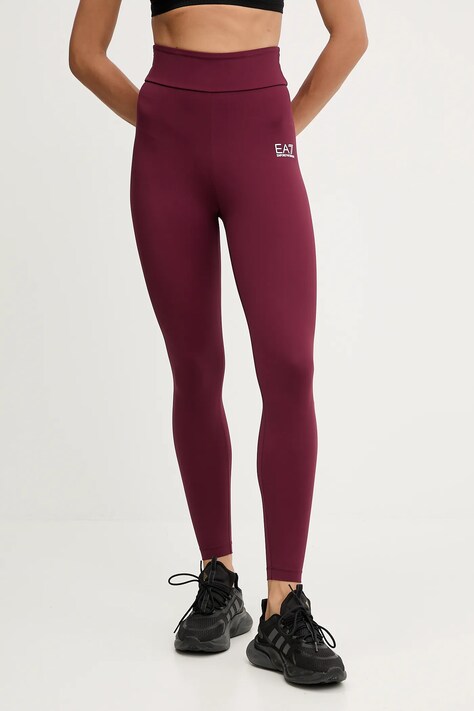 EA7 Emporio Armani legginsy treningowe kolor bordowy gładkie AF12625.7W000232