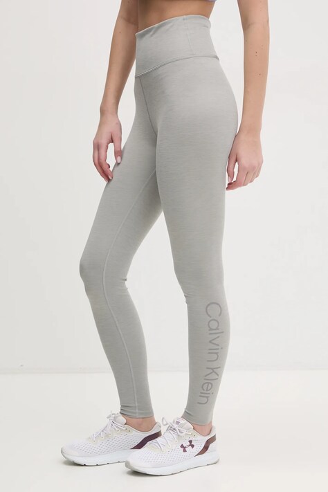 Tréninkové legíny Calvin Klein Performance šedá barva, hladké, LVGWS5L612
