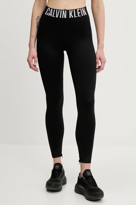 Calvin Klein Performance leggins de antrenament culoarea negru, cu imprimeu, LVGWS5L616