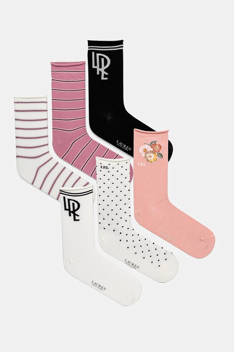 Lauren Ralph Lauren șosete 6-pack femei, culoarea bej, 454972824