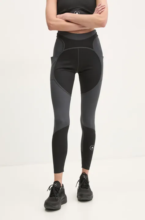 adidas by Stella McCartney leggins de antrenament Two-Tone culoarea negru, cu imprimeu, JM0302