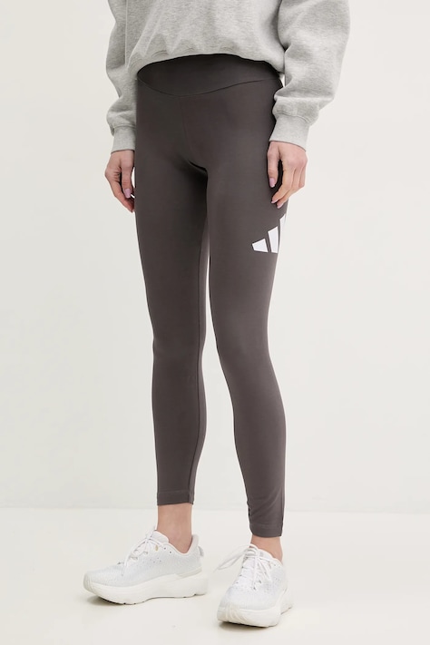 Legíny adidas Essentials dámské, šedá barva, s potiskem, JH1188