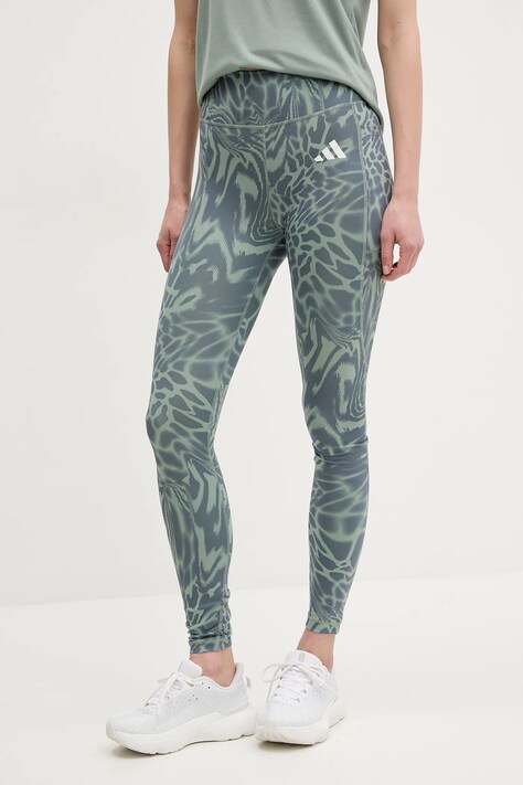 Tréninkové legíny adidas Performance Optime zelená barva, vzorované, JM9880