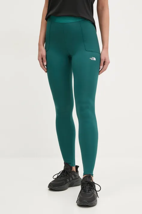 The North Face leggins sport Refina femei, culoarea turcoaz, neted, NF0A89186GI1