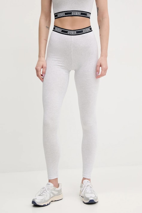 Legíny Guess ALINE dámské, šedá barva, s potiskem, V5GB04 KCSA2