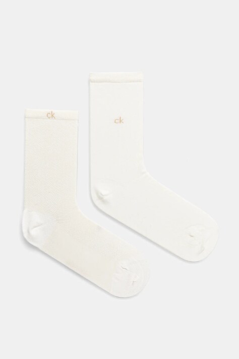 Calvin Klein sosete 2-pack femei, culoarea alb, 701231377
