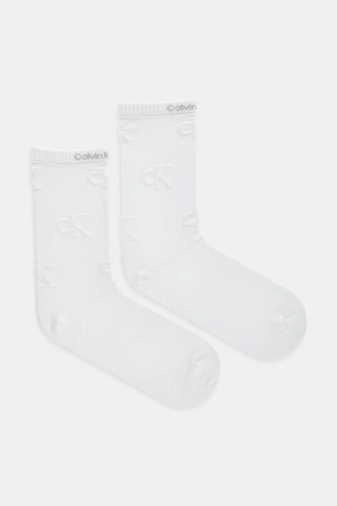 Calvin Klein Jeans sosete femei, culoarea alb, 701232643