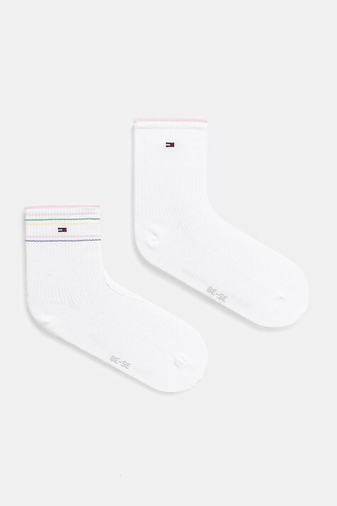 Tommy Hilfiger sosete 2-pack femei, culoarea alb, 701232614