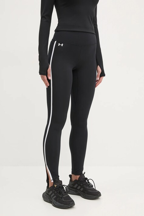 Under Armour leggins de antrenament Motion Piped culoarea negru, cu imprimeu, 1389793