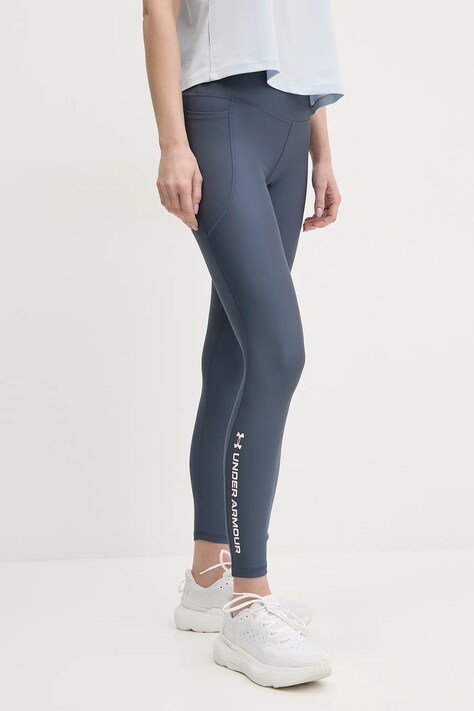 Under Armour leggins de antrenament femei, culoarea albastru marin, cu imprimeu, 6001621