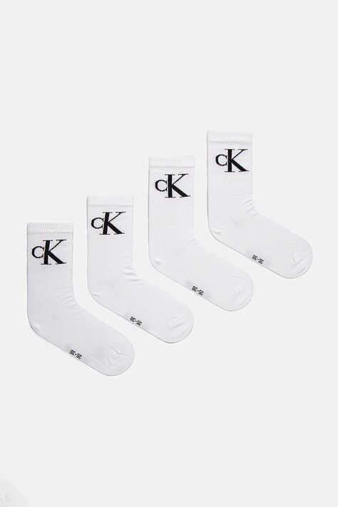 Calvin Klein Jeans șosete 4-pack femei, culoarea alb, 701232678