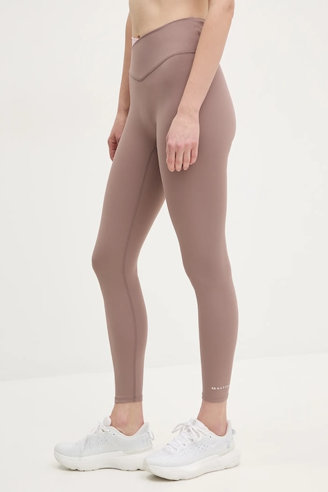 P.E Nation leggins de antrenament Wander culoarea maro, cu imprimeu, 251G088