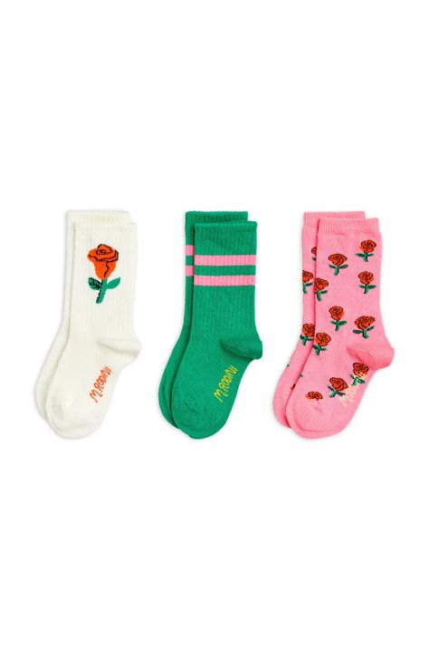 Παιδικές κάλτσες Mini Rodini Roses 3-pack χρώμα: άσπρο, 2516010700